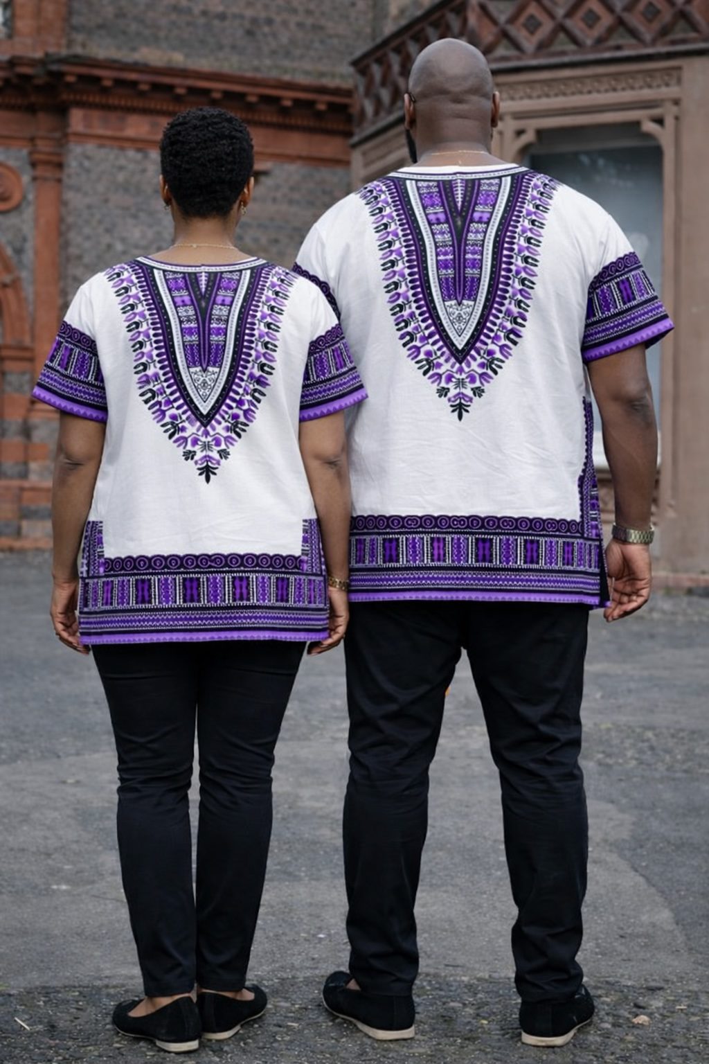 White & Purple Dashiki Shirt