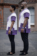 White & Purple Dashiki Shirt