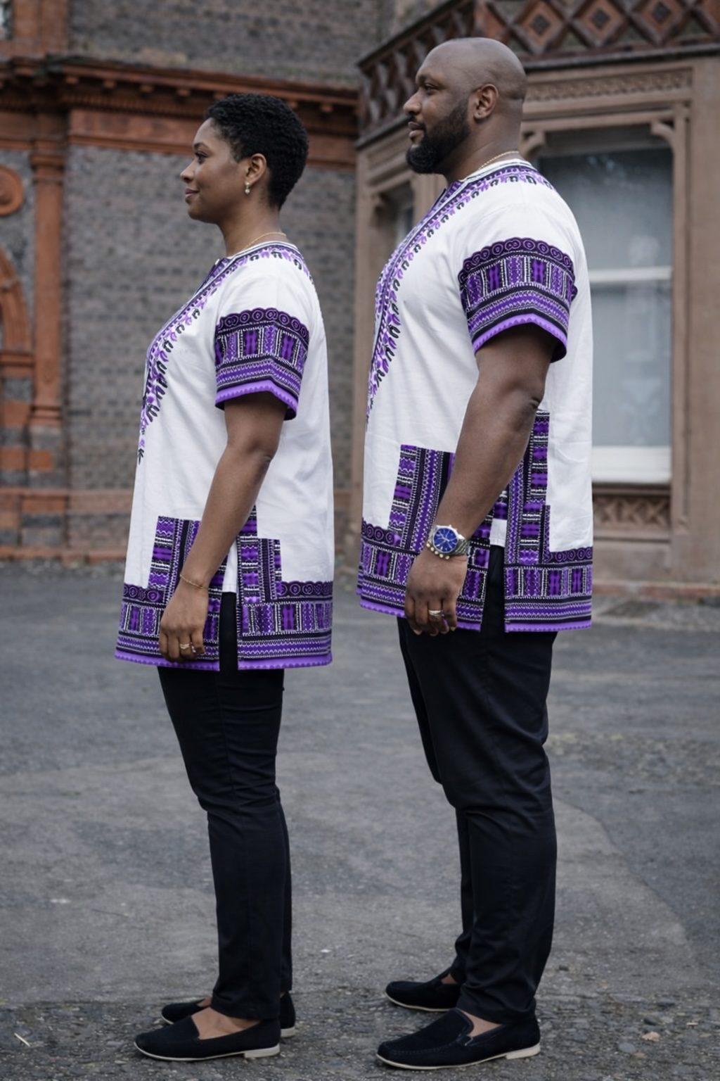 White & Purple Dashiki Shirt