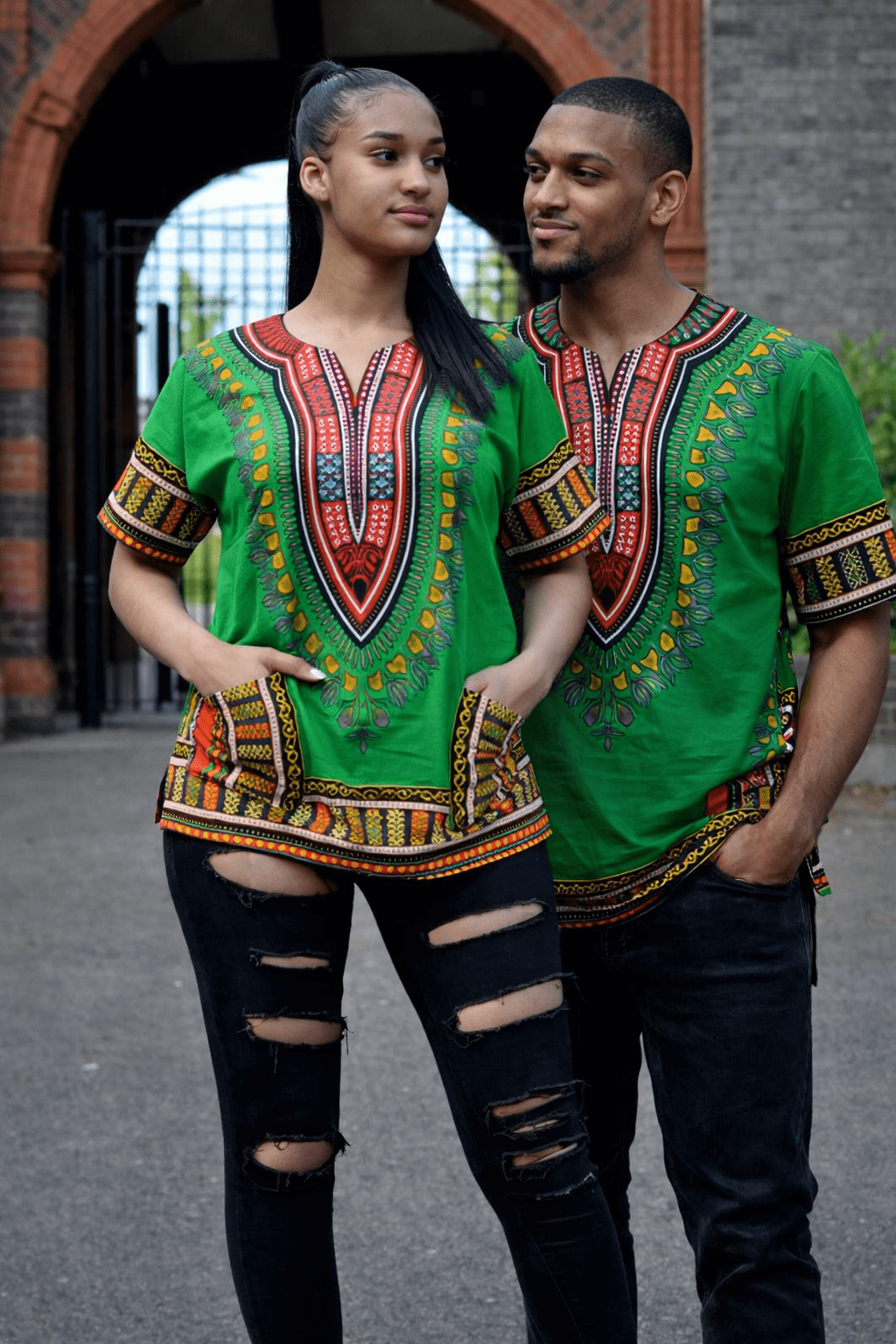 Bright Green Unisex 100% Cotton Dashiki Shirt