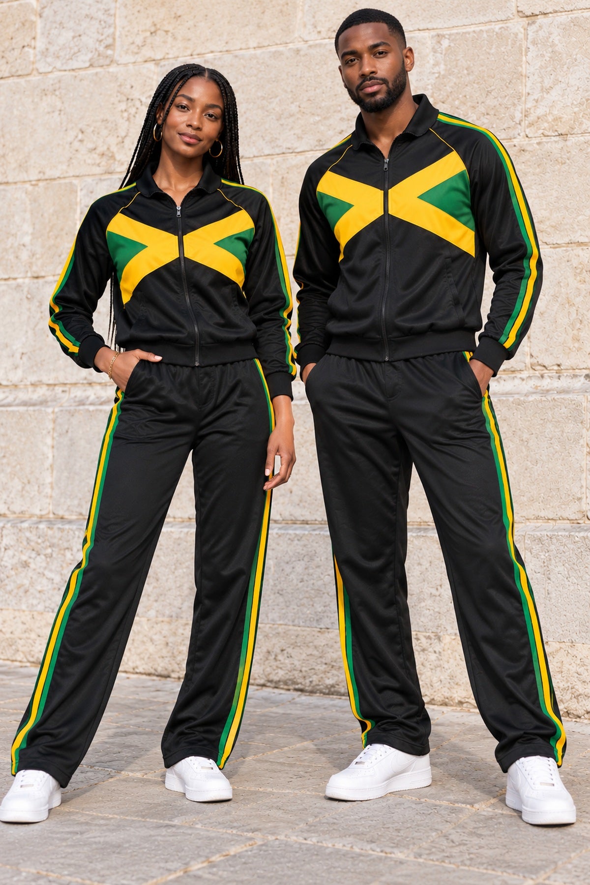 Unisex Jamaica Flag Inspired Unisex Tracksuit Set – Black, Green & Gold