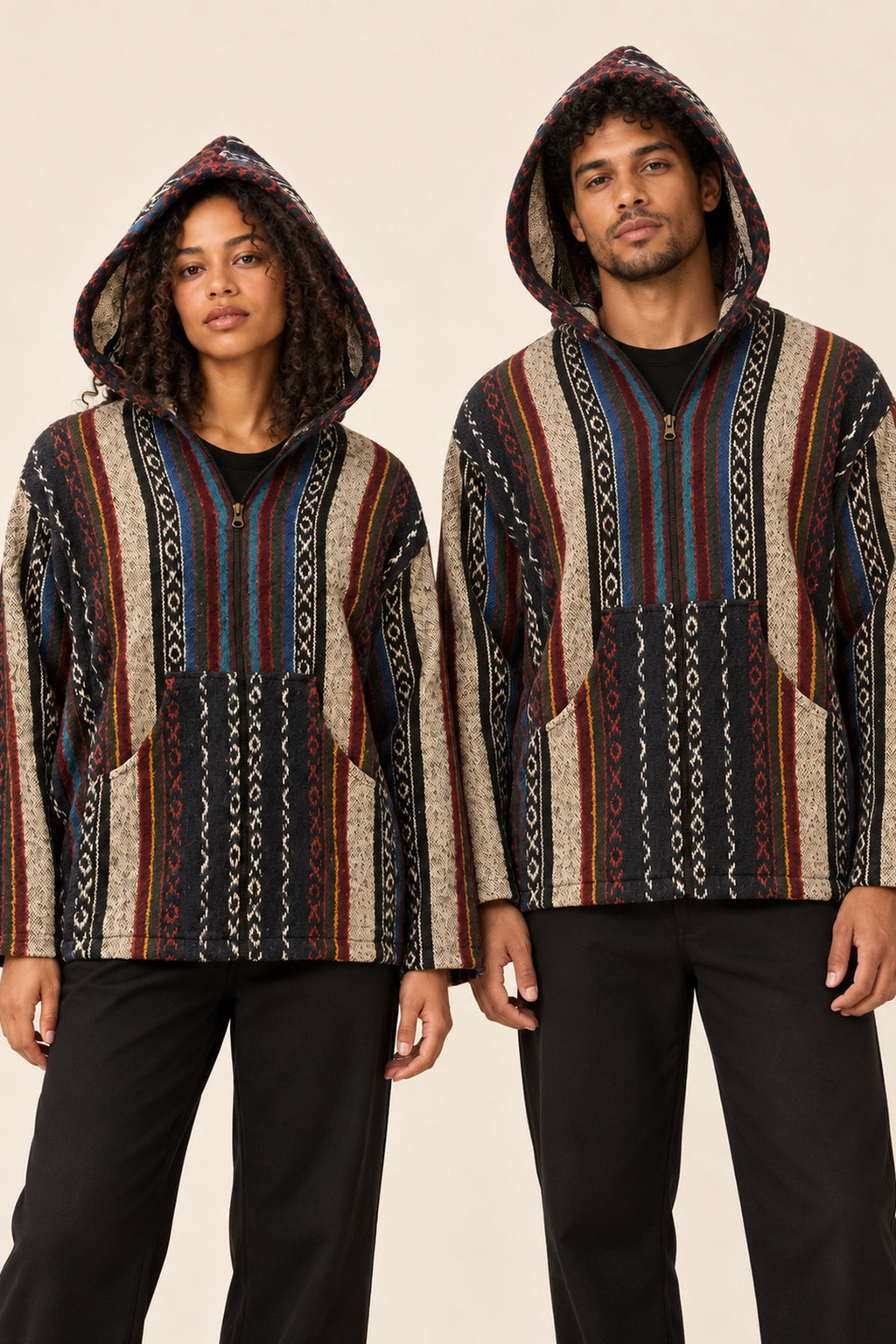 Men’s Multicolour African-Inspired Woven Hooded Jacket