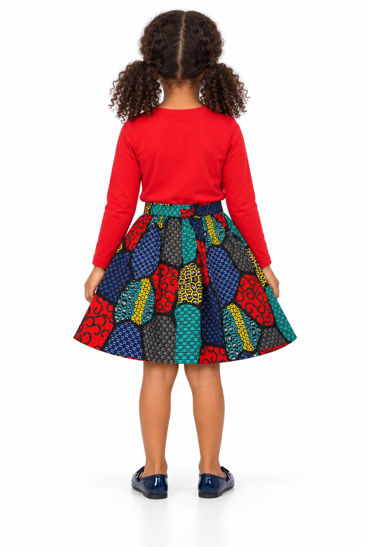 Girls African Print Ankara Patchwork Skirt – Multicolour | Age 4–6 Years