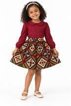 Liyah Girls African Print Ankara Flared Skirt – Red, Black & Gold
