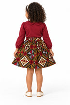 Liyah Girls African Print Ankara Flared Skirt – Red, Black & Gold