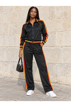 Unisex Black African Rasta Stripe Two-Piece Tracksuit Set – Red, Gold & Green