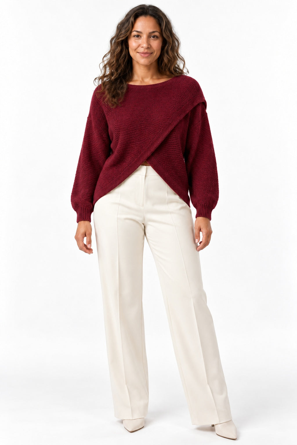 Women's Asymmetric Wrap Front Knitted Jumper