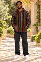Men’s Multicolour African-Inspired Woven Hooded Jacket