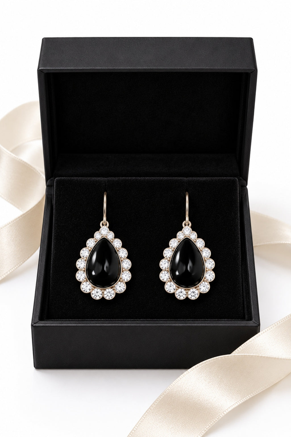 Elegant Teardrop Crystal Drop Earrings – Gold Tone Statement Jewellery – Various Colours