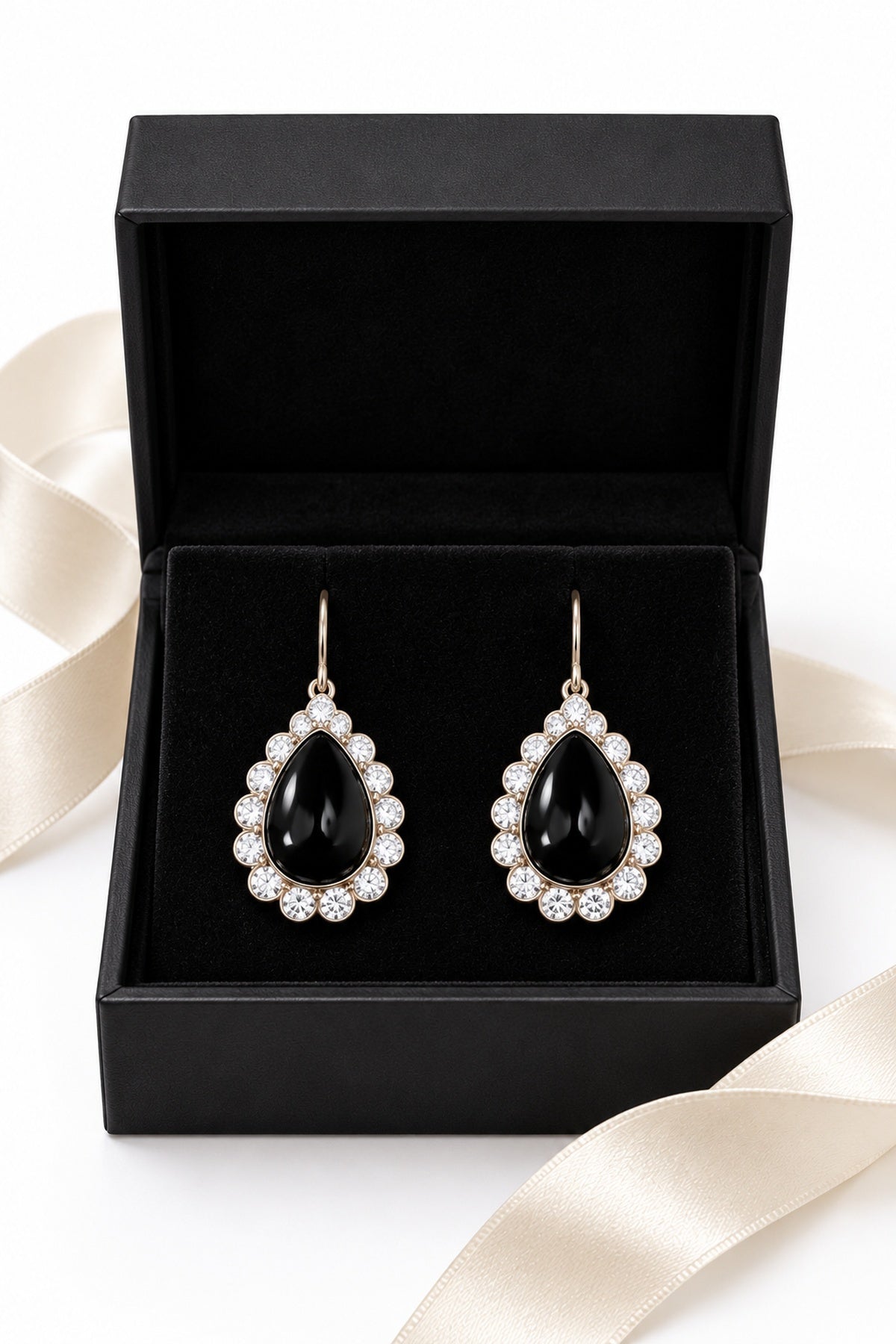 Elegant Teardrop Crystal Drop Earrings – Gold Tone Statement Jewellery – Various Colours