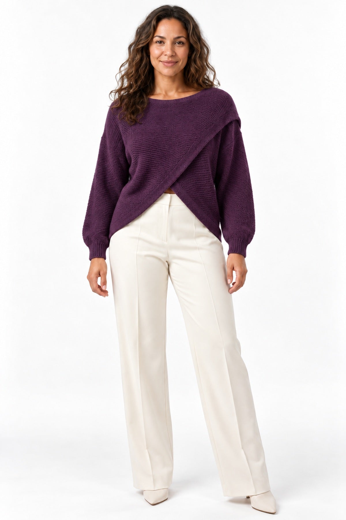 Women's Asymmetric Wrap Front Knitted Jumper
