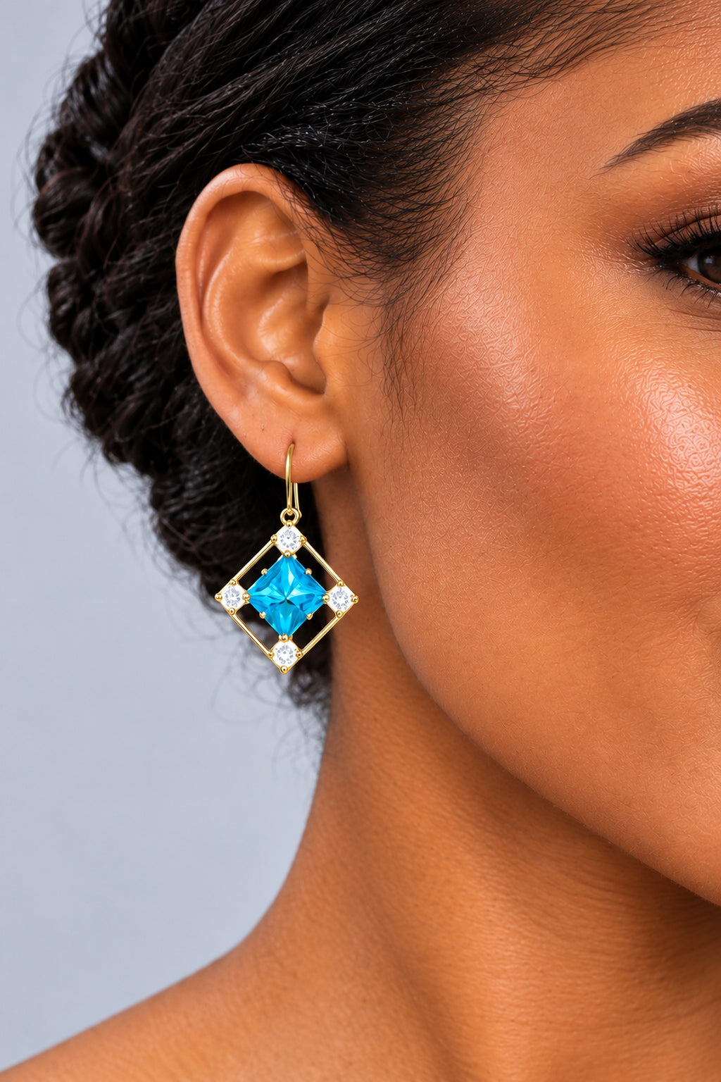 Women's Crystal Drop Earrings – Gold Geometric Statement Earrings | Various Colours