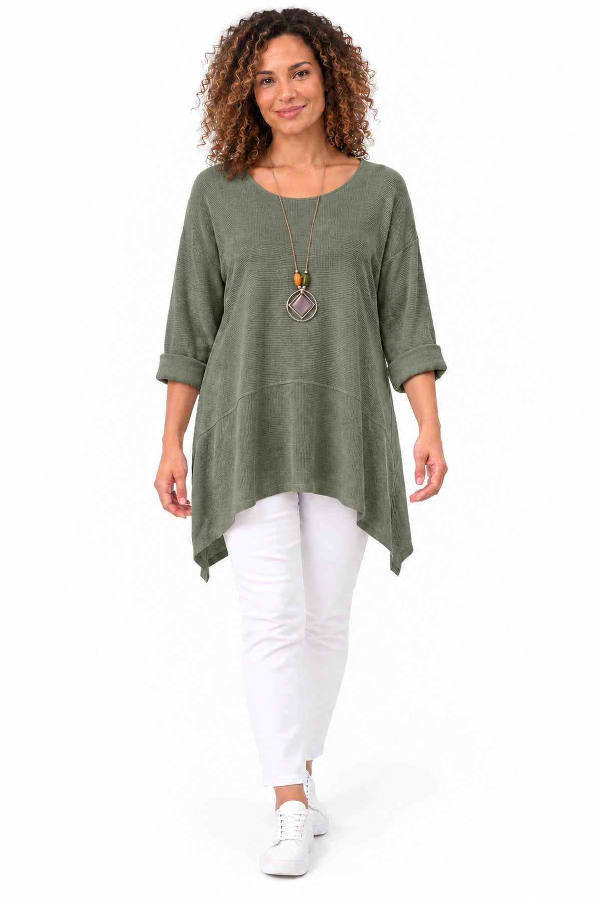 Women's Oversized Tunic Top in relaxed fit with asymmetric hem
