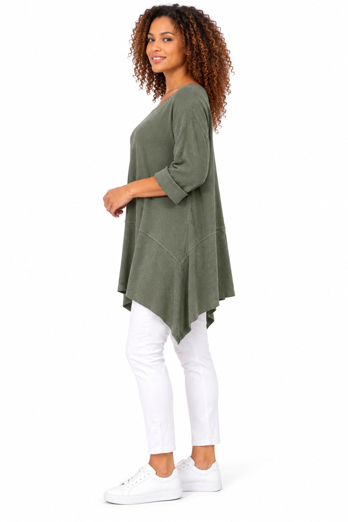 Women's Oversized Tunic Top in relaxed fit with asymmetric hem