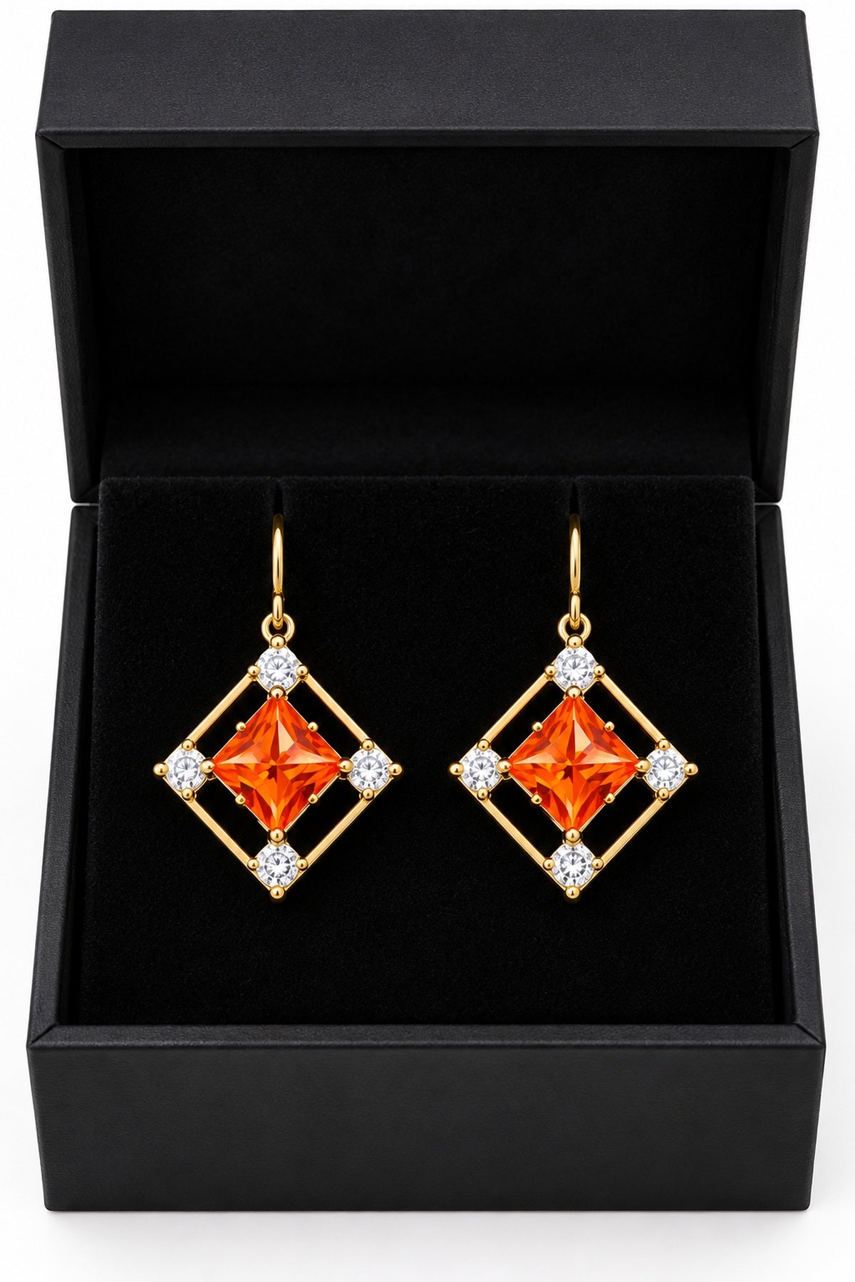 Women's Crystal Drop Earrings – Gold Geometric Statement Earrings | Various Colours