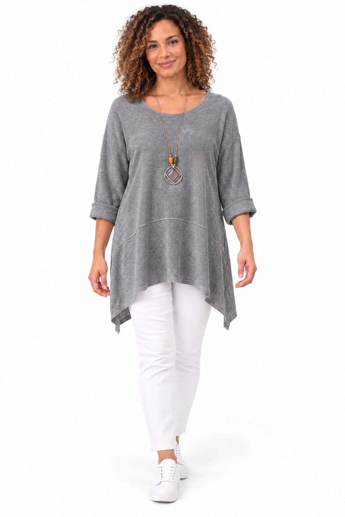 Women's Oversized Tunic Top in relaxed fit with asymmetric hem