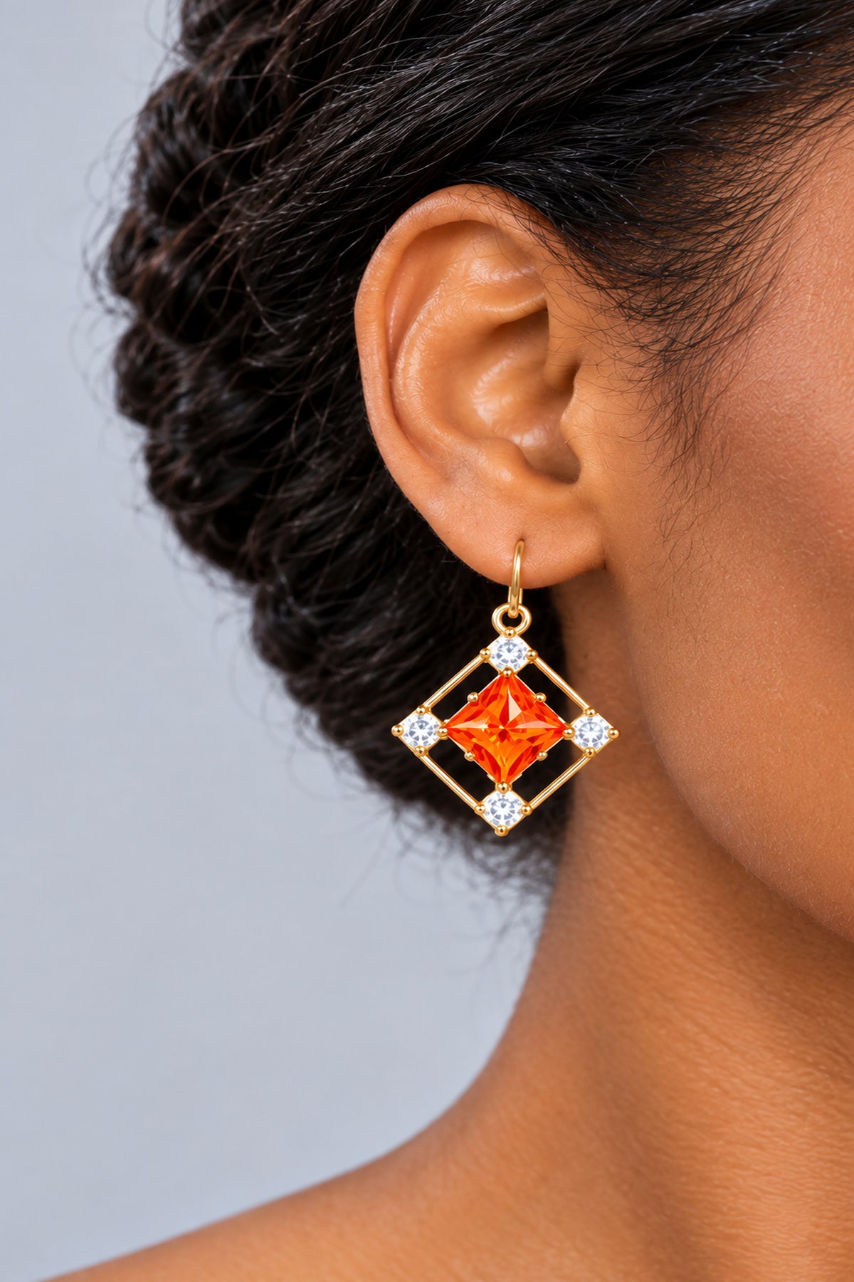 Women's Crystal Drop Earrings – Gold Geometric Statement Earrings | Various Colours