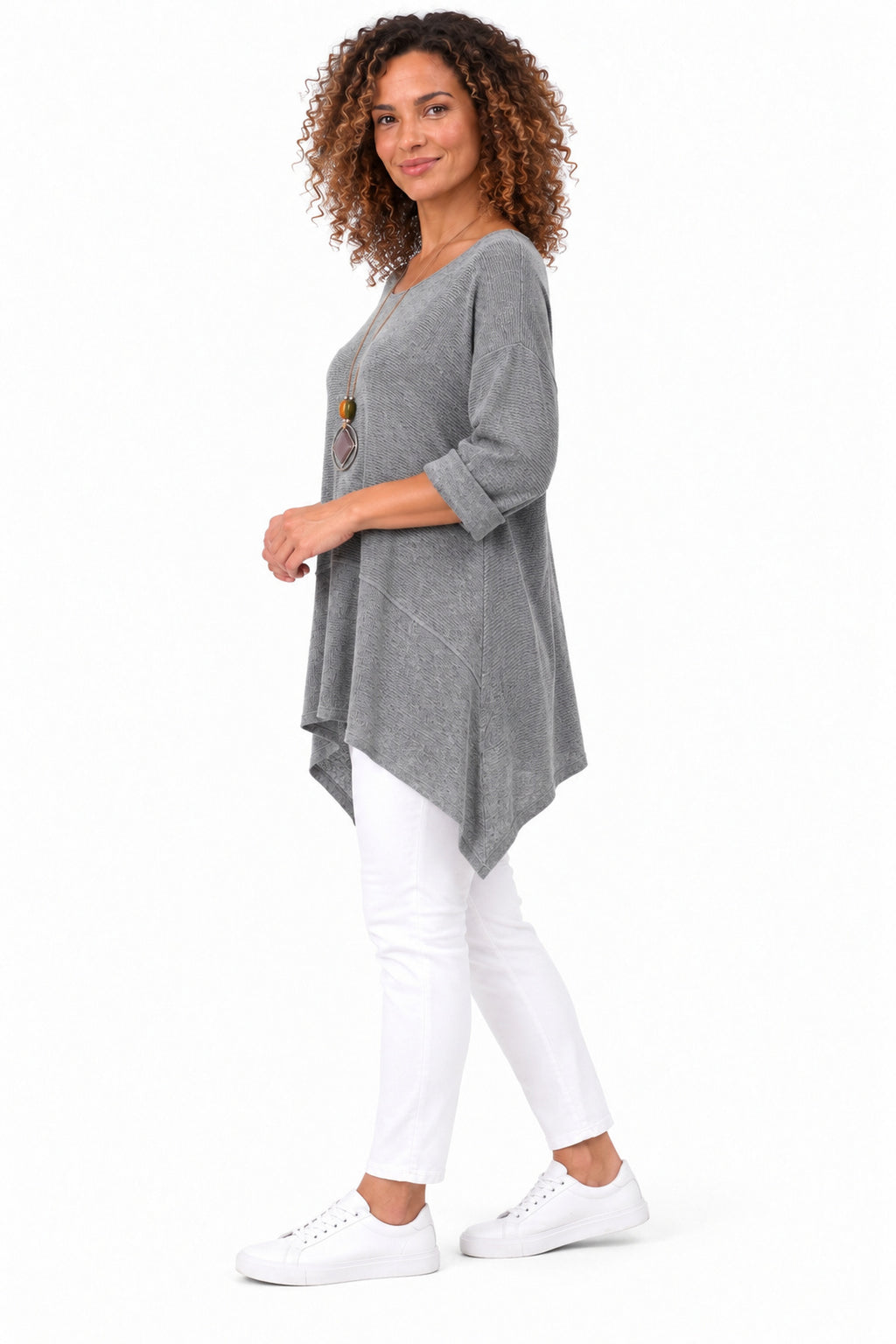 Women's Oversized Tunic Top in relaxed fit with asymmetric hem
