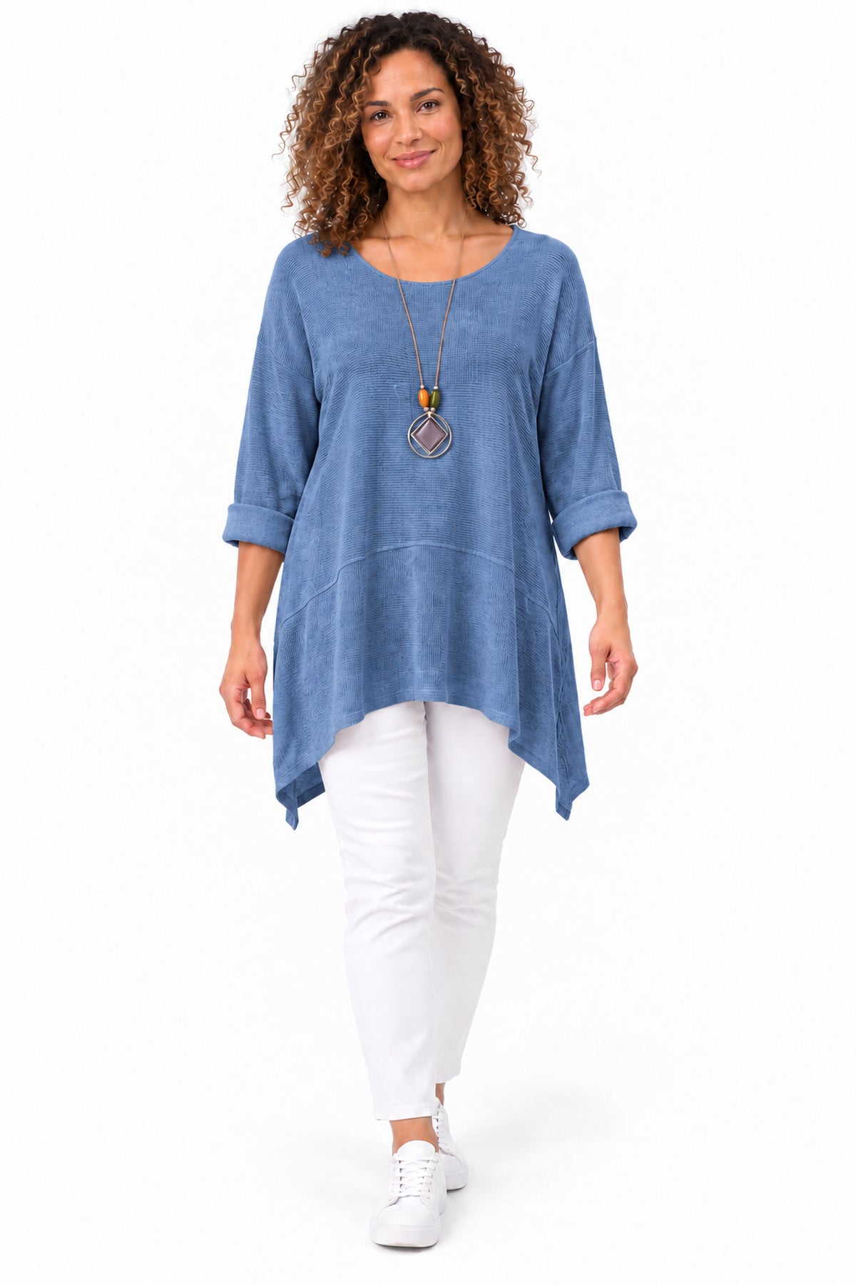 Women's Oversized Tunic Top in relaxed fit with asymmetric hem