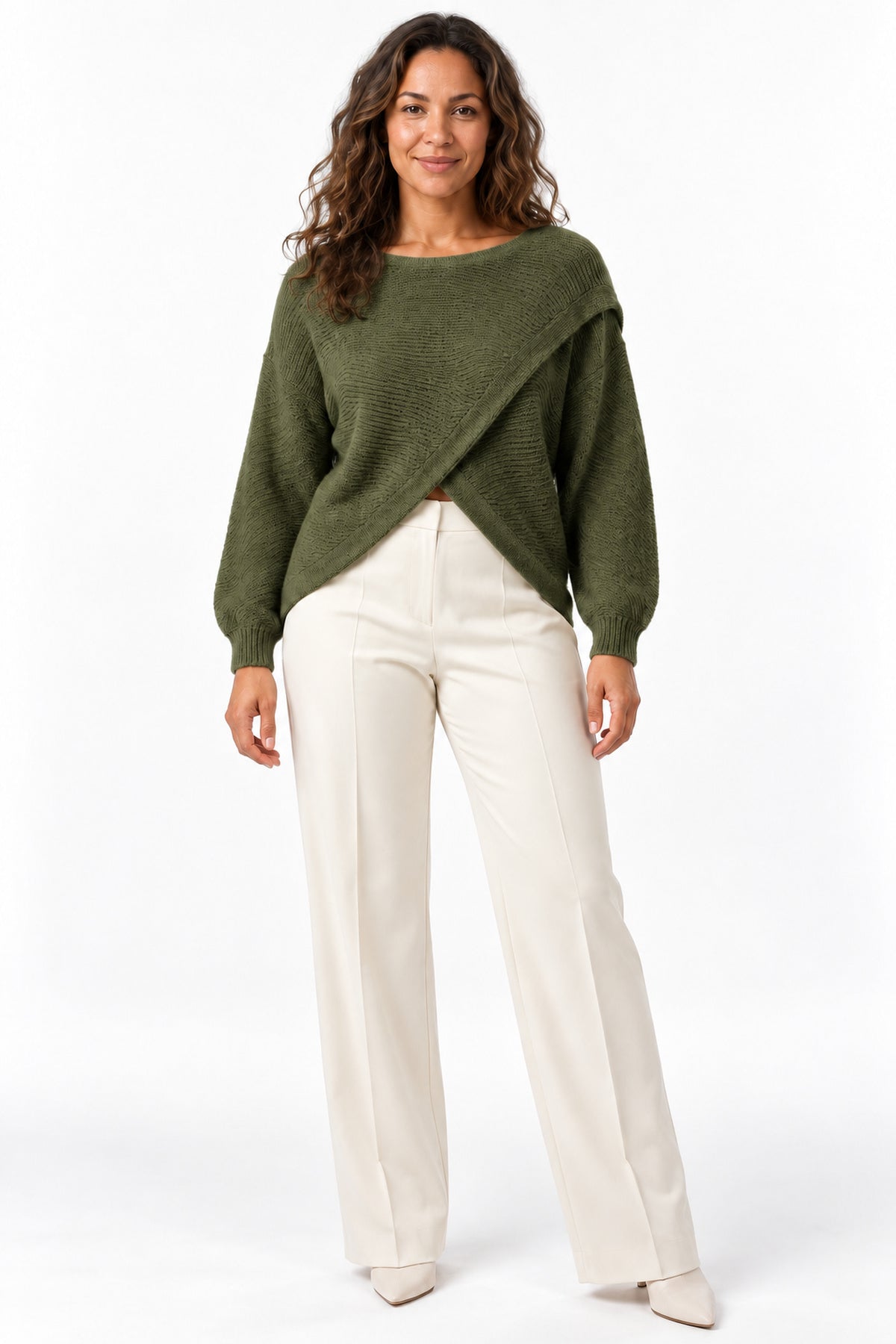 Women's Asymmetric Wrap Front Knitted Jumper