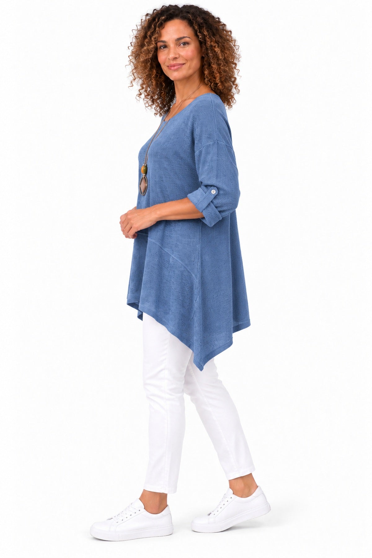 Women's Oversized Tunic Top in relaxed fit with asymmetric hem