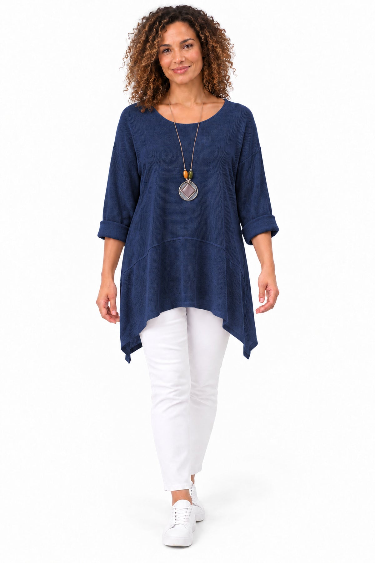 Women's Oversized Tunic Top in relaxed fit with asymmetric hem