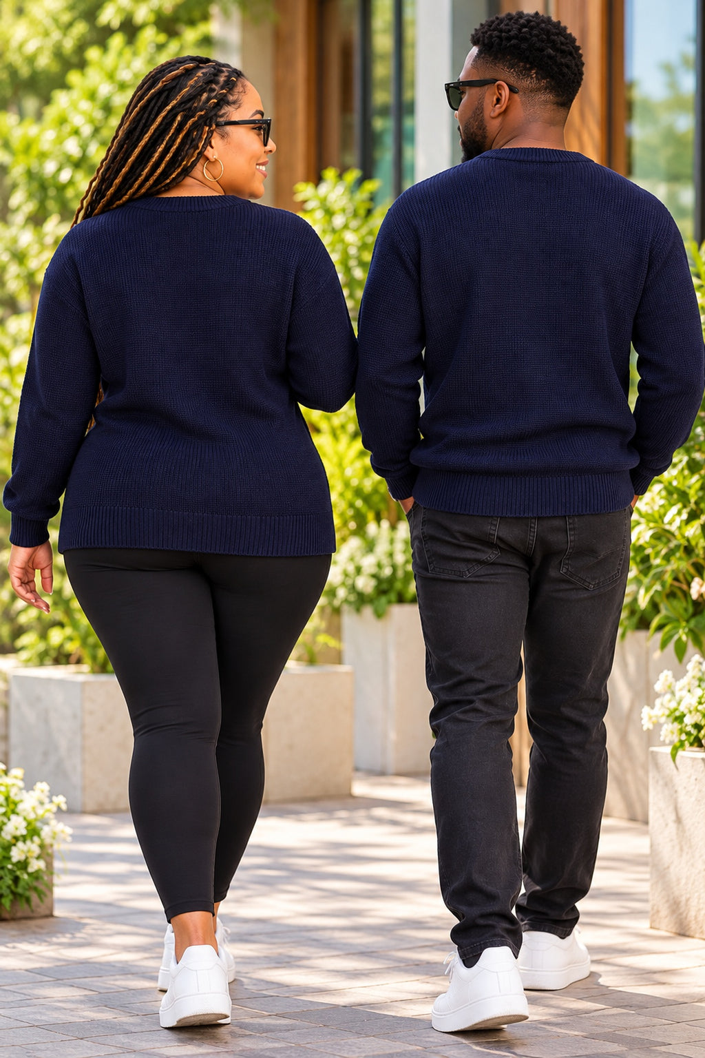 Unisex Navy Mushroom Knit Jumper – Matching Couples Sweater