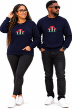 Unisex Navy Mushroom Knit Jumper – Matching Couples Sweater