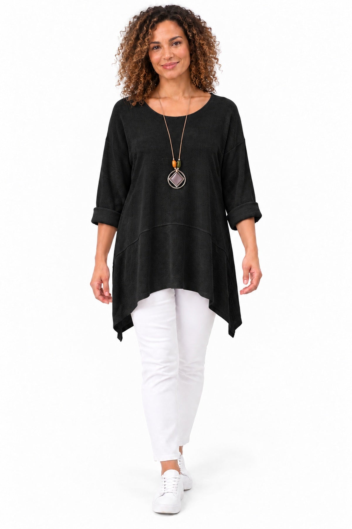 Women's Oversized Tunic Top in relaxed fit with asymmetric hem