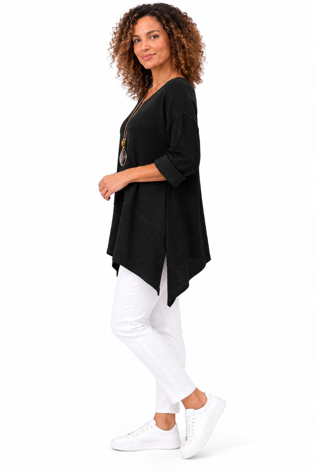 Women's Oversized Tunic Top in relaxed fit with asymmetric hem