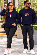 Unisex Navy Mushroom Knit Jumper – Matching Couples Sweater