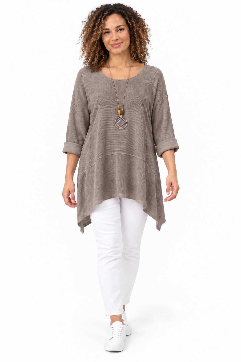 Women's Oversized Tunic Top in relaxed fit with asymmetric hem