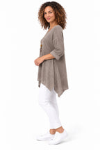 Women's Oversized Tunic Top in relaxed fit with asymmetric hem
