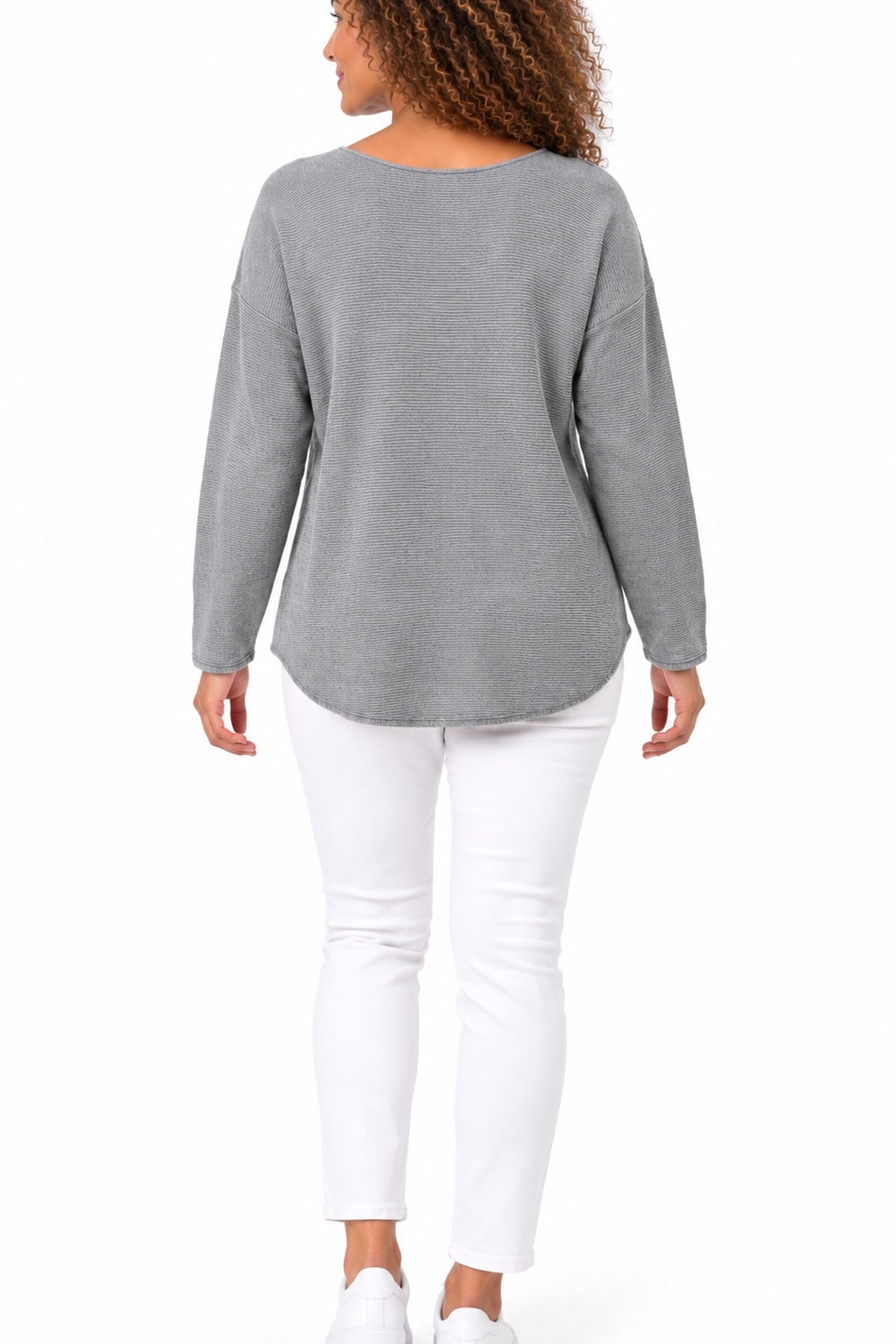 Women's Relaxed Fit Long Sleeve Textured Top – Available in Multiple Colours