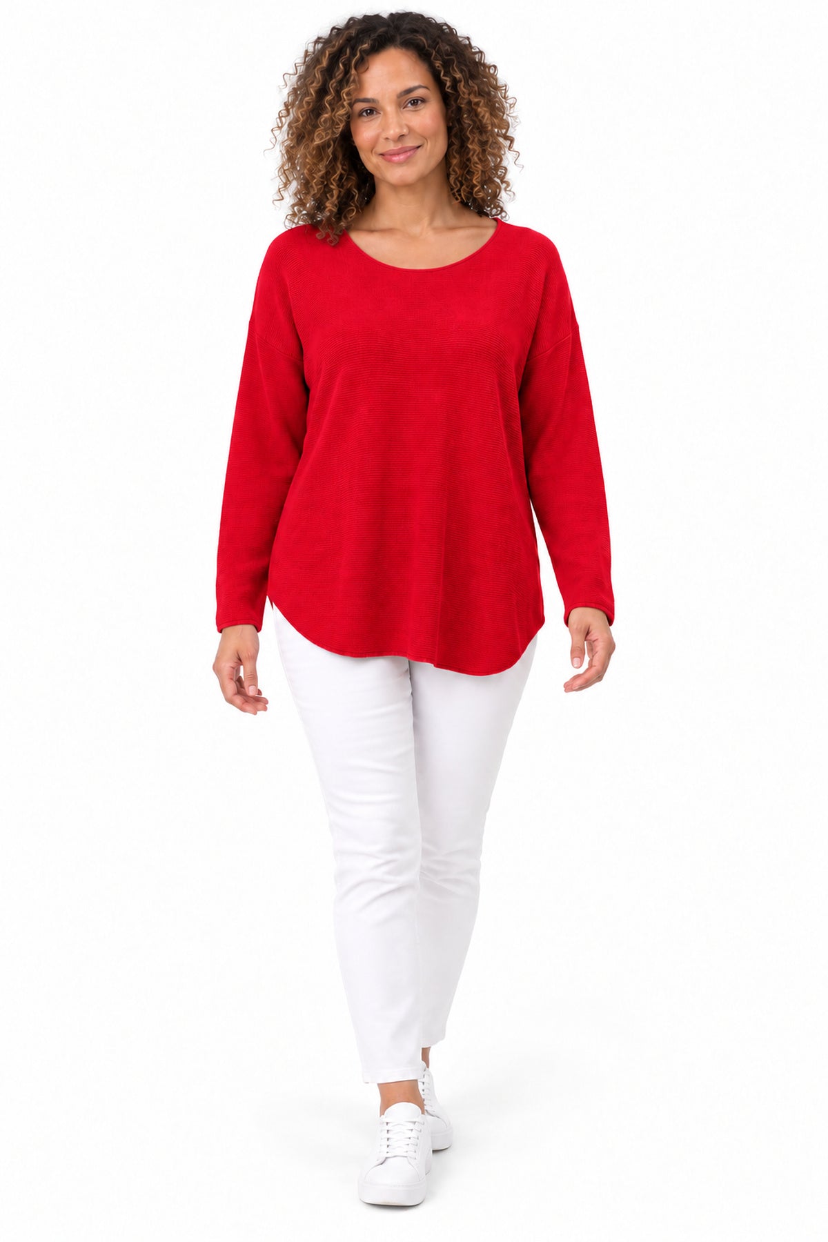 Women's Relaxed Fit Long Sleeve Textured Top – Available in Multiple Colours
