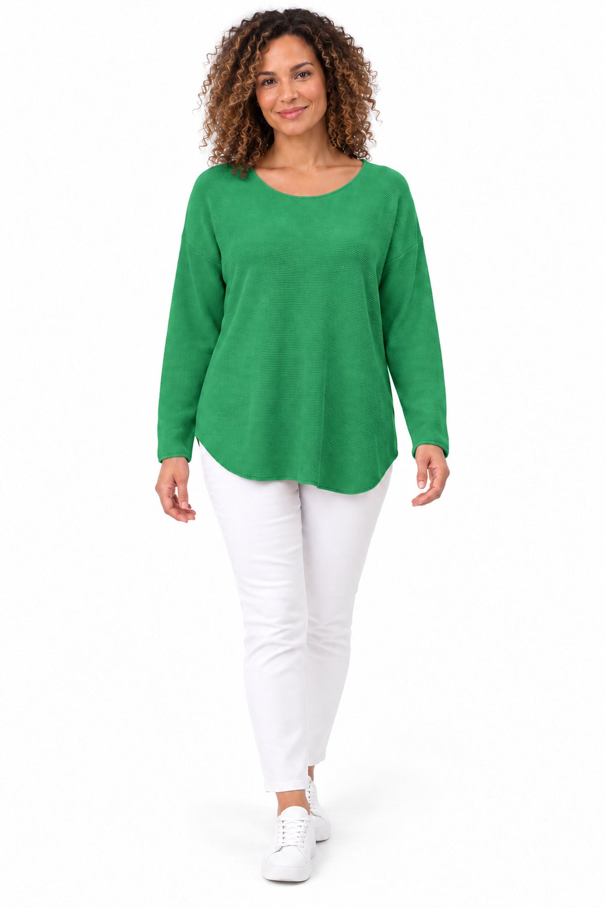 Women's Relaxed Fit Long Sleeve Textured Top – Available in Multiple Colours