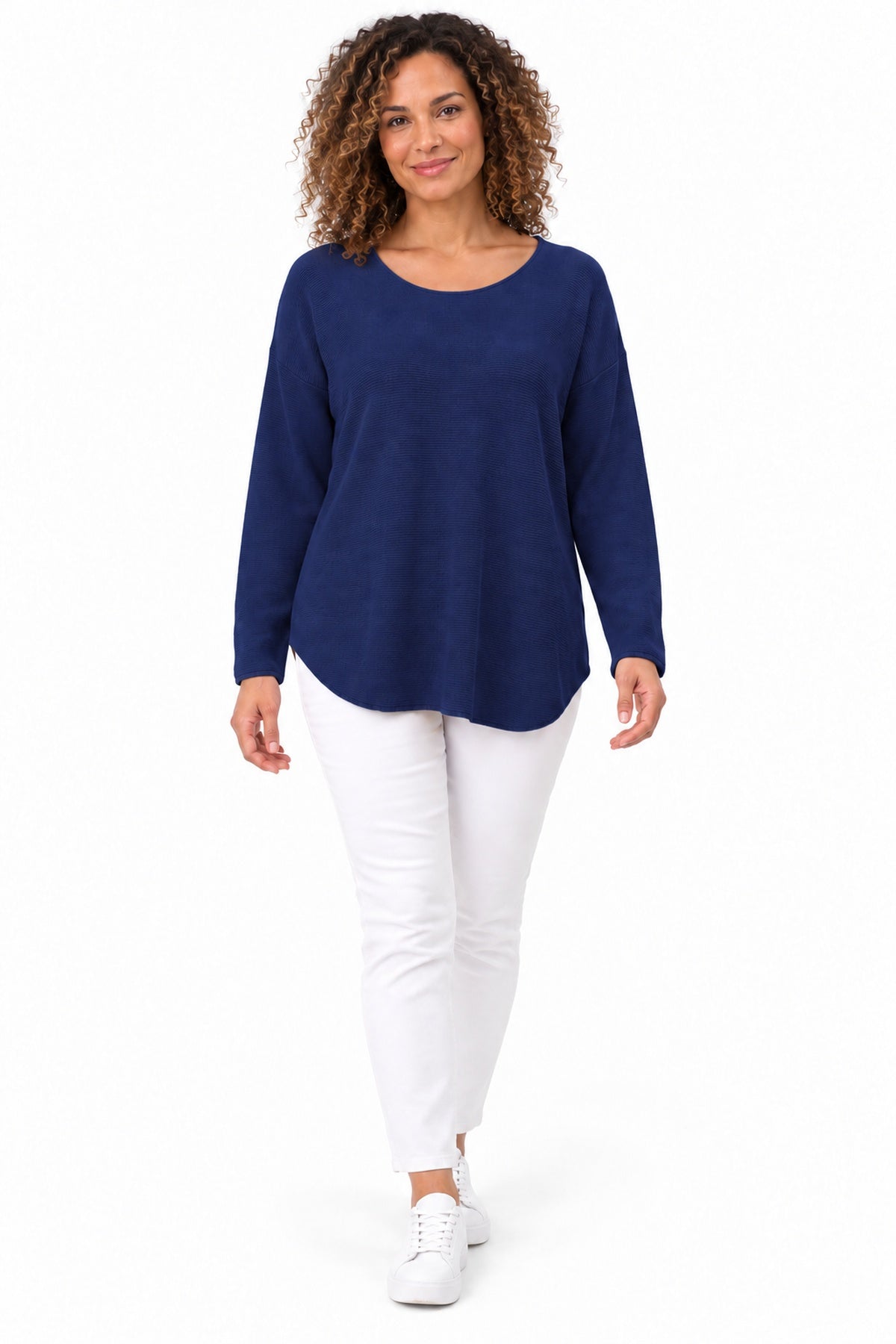 Women's Relaxed Fit Long Sleeve Textured Top – Available in Multiple Colours