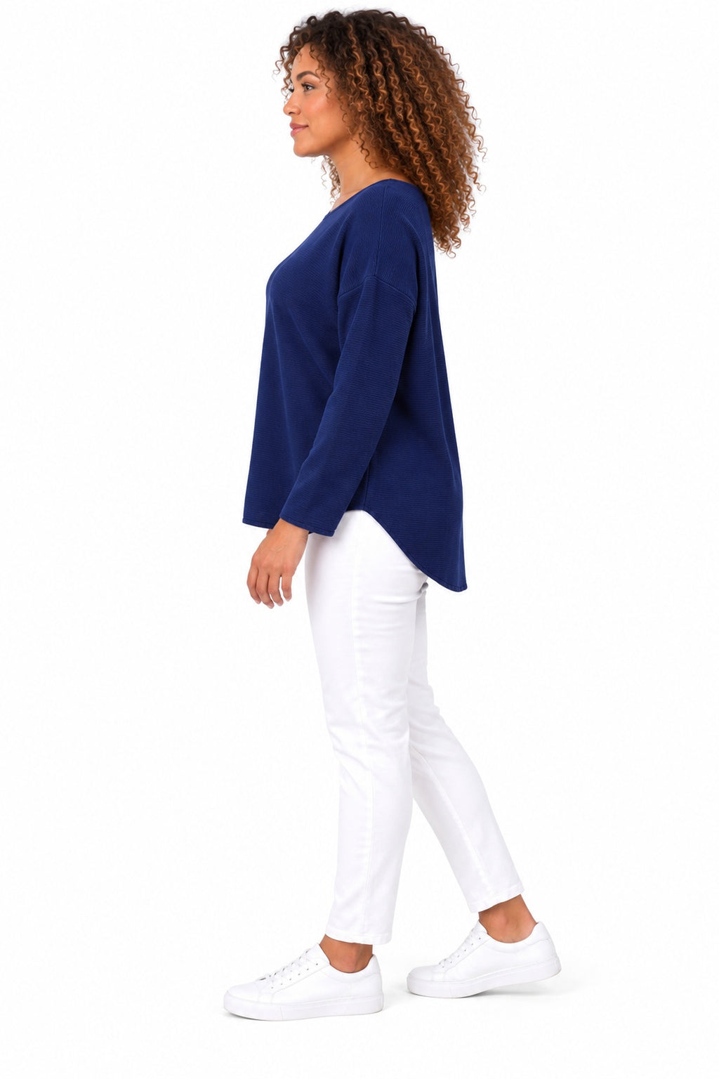 Women's Relaxed Fit Long Sleeve Textured Top – Available in Multiple Colours