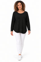 Women's Relaxed Fit Long Sleeve Textured Top – Available in Multiple Colours