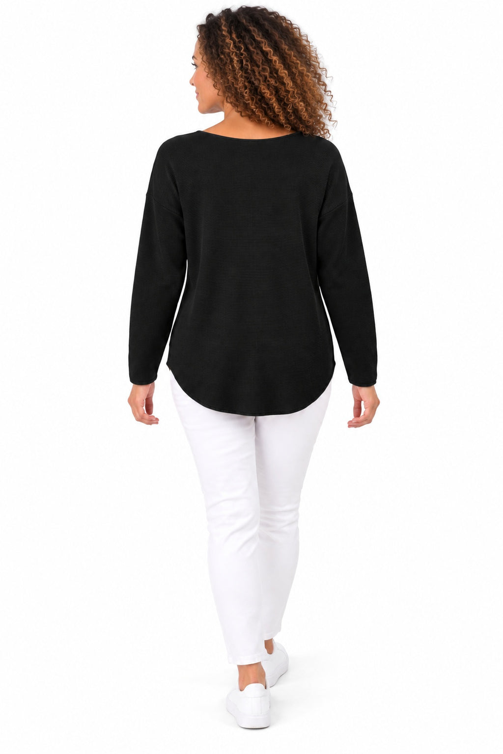 Women's Relaxed Fit Long Sleeve Textured Top – Available in Multiple Colours