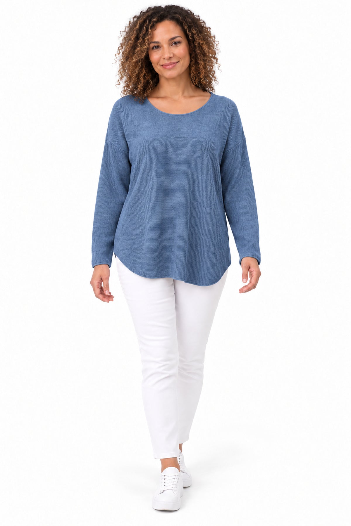 Women's Relaxed Fit Long Sleeve Textured Top – Available in Multiple Colours