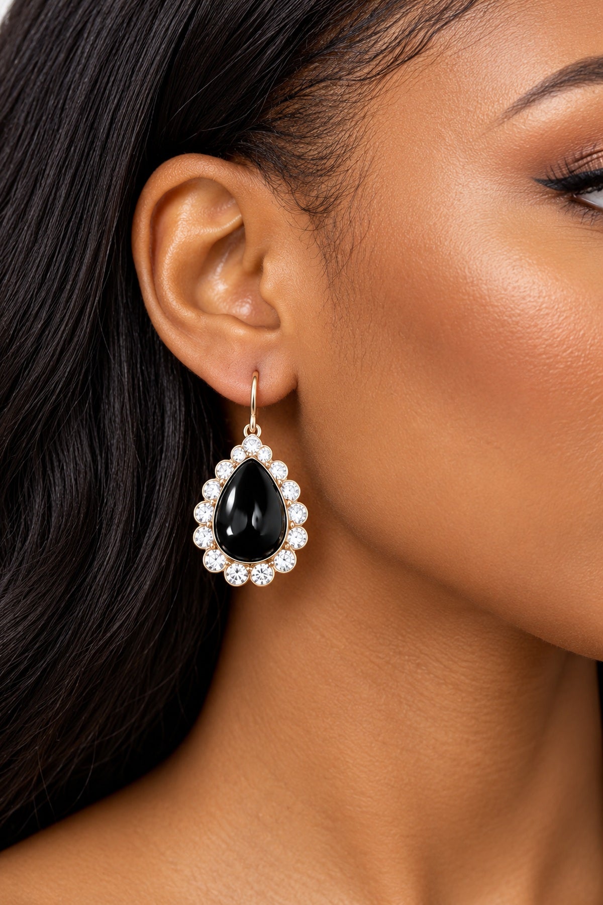 Elegant Teardrop Crystal Drop Earrings – Gold Tone Statement Jewellery – Various Colours
