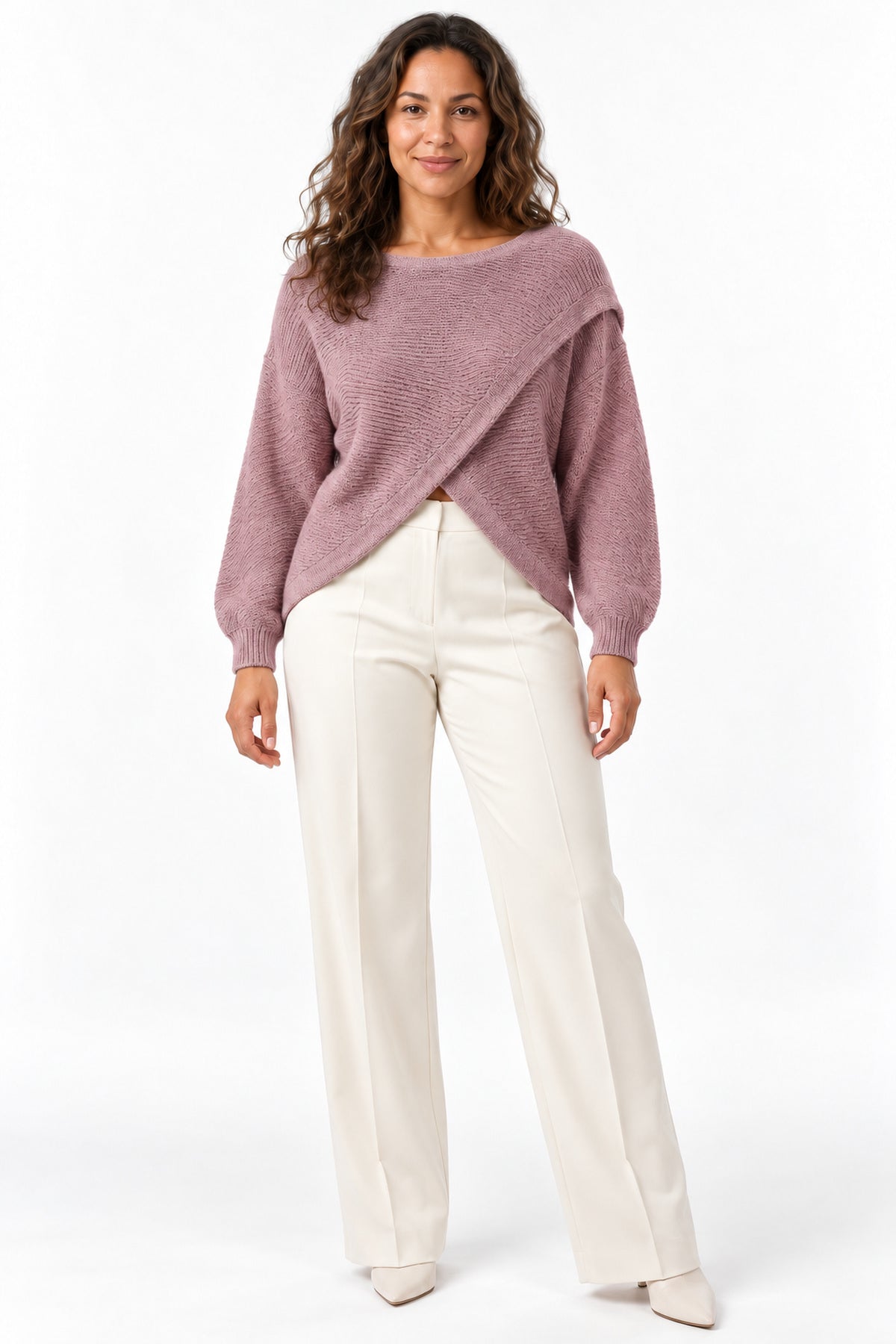 Women's Asymmetric Wrap Front Knitted Jumper