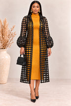 Lisa Mustard Ankara Weaved Long Puff Sleeve Overthrow