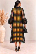 Lisa Mustard Ankara Weaved Long Puff Sleeve Overthrow