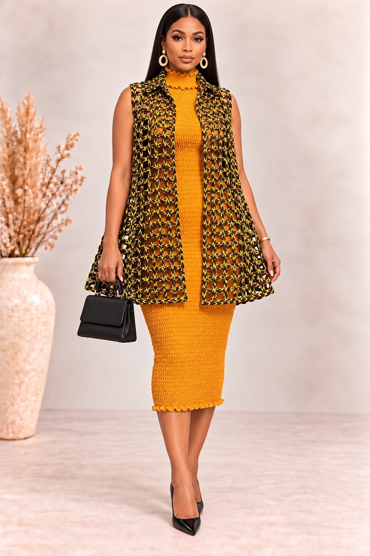 Jessy Colourful Woven Asymmetrical Collared Kimono