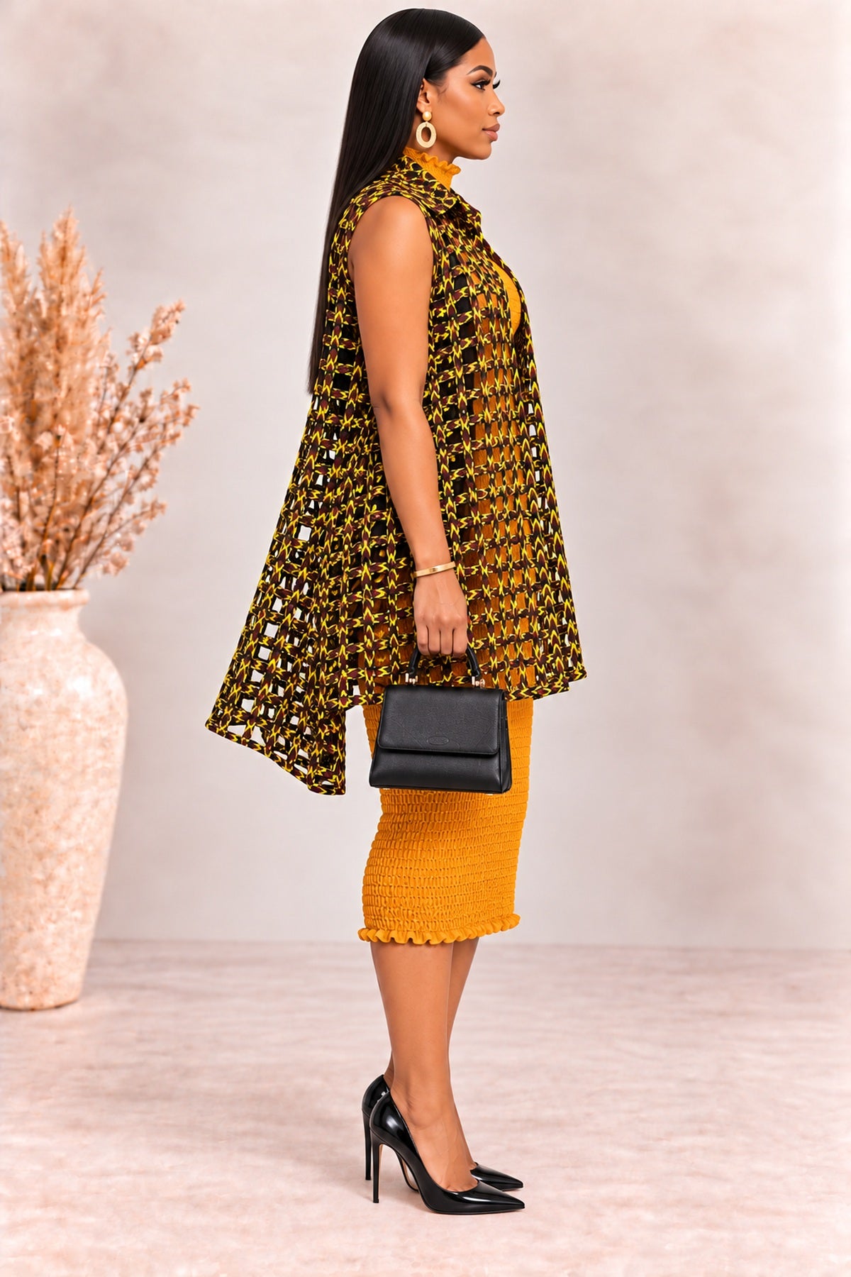 Jessy Colourful Woven Asymmetrical Collared Kimono