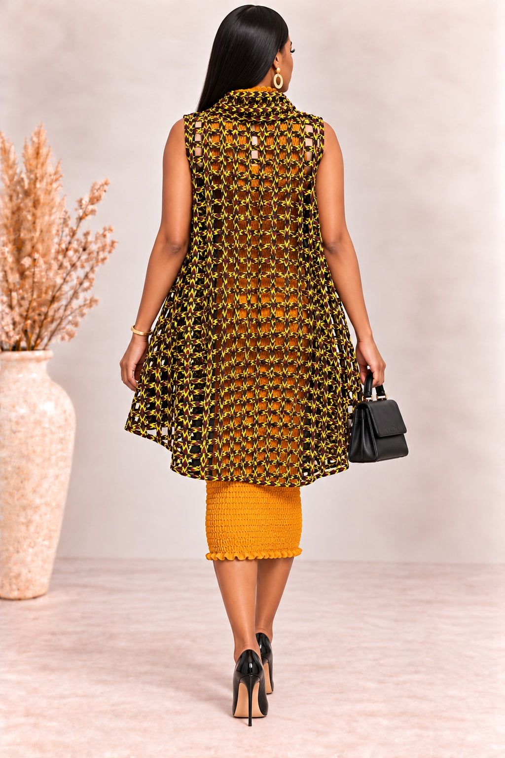 Jessy Colourful Woven Asymmetrical Collared Kimono