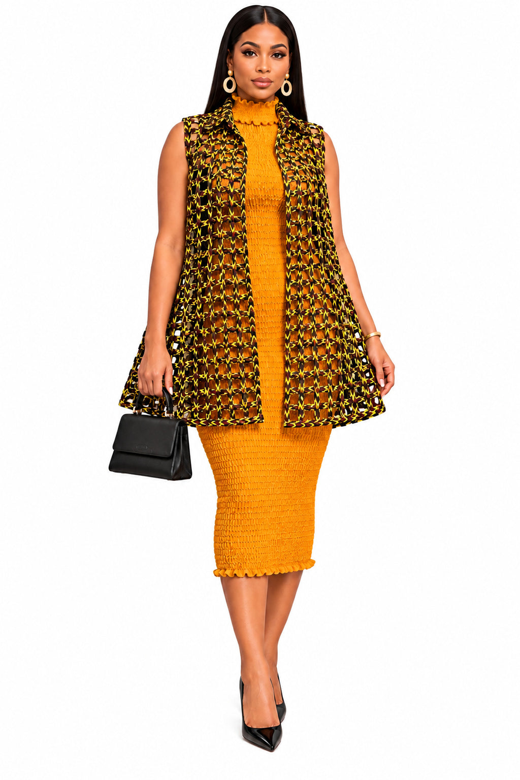 Jessy Colourful Woven Asymmetrical Collared Kimono
