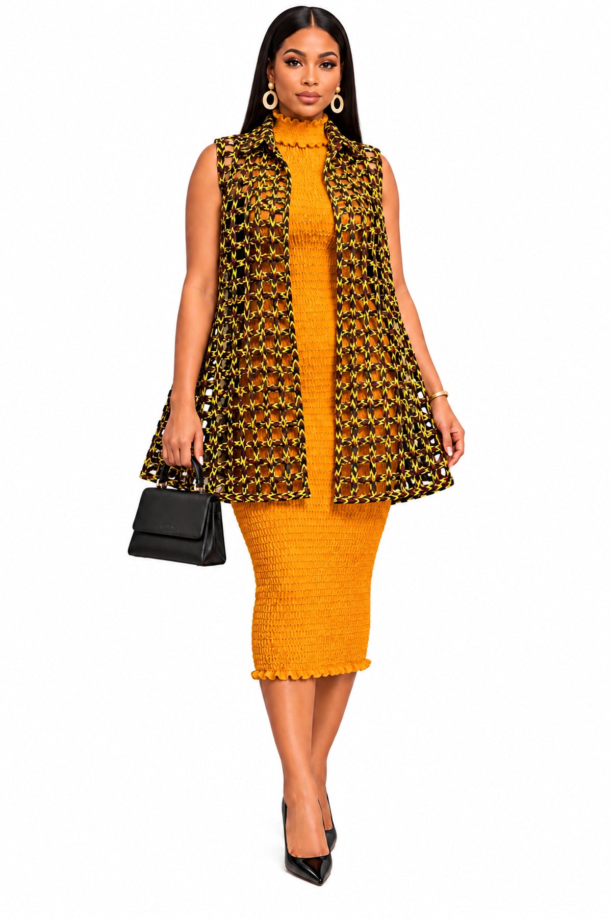 Jessy Colourful Woven Asymmetrical Collared Kimono